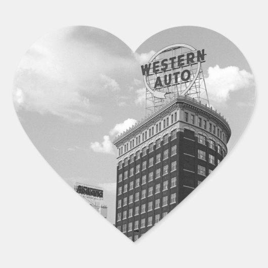 Westerne Auto Sign Black & White Architecture Foto Hart Sticker (Voorkant)