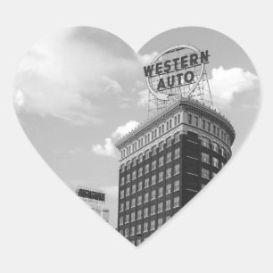 Westerne Auto Sign Black & White Architecture Foto Hart Sticker