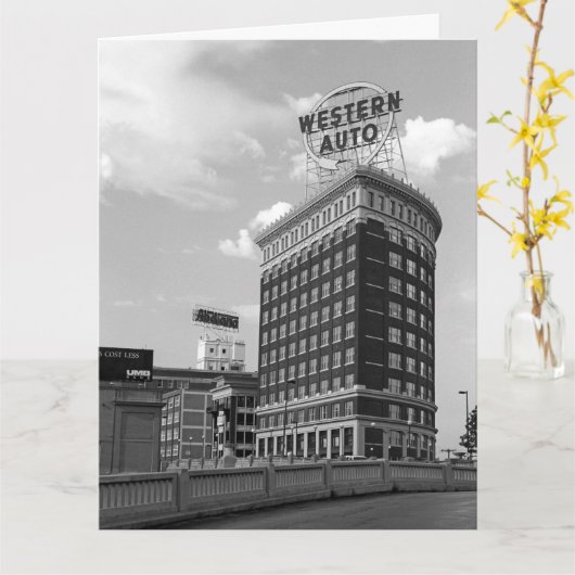 Westerne Auto Sign Black & White Architecture Foto Kaart (Gele Bloem)