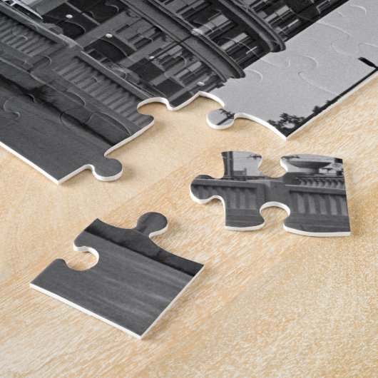 Westerne Auto Sign Black & White Architecture Foto Legpuzzel (Zijkant)