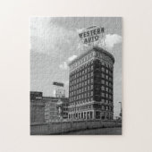 Westerne Auto Sign Black & White Architecture Foto Legpuzzel (Verticaal)
