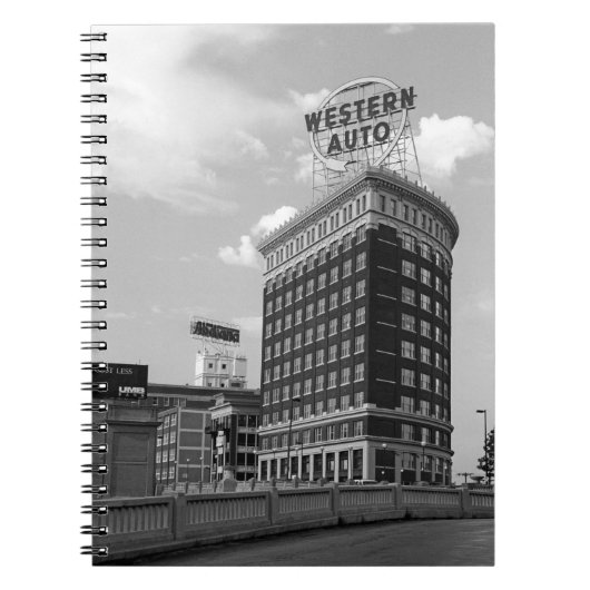 Westerne Auto Sign Black & White Architecture Foto Notitieboek (Voorkant)