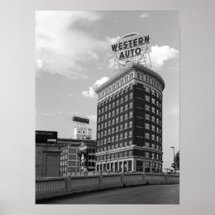 Westerne Auto Sign Black & White Architecture Foto Poster