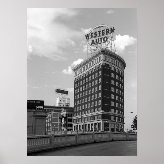 Westerne Auto Sign Black & White Architecture Foto Poster (Voorkant)