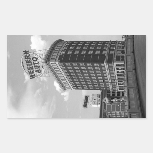 Westerne Auto Sign Black & White Architecture Foto Rechthoekige Sticker (Voorkant)