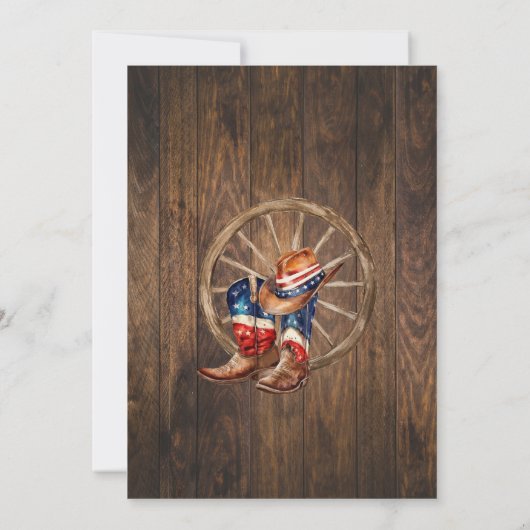 Westerne avond uit Cowboy Patriottische Verjaardag Kaart (Achterkant)