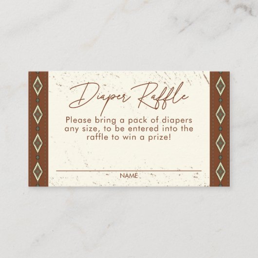 Westerne Aztec Rustic Boho Luier Raffle Kaart (Voorkant)