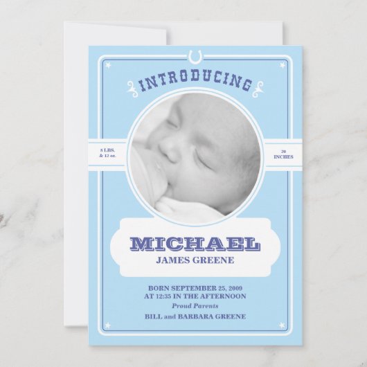 Westerne Baby Boy aankondiging (Voorkant)