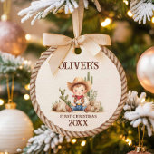Westerne Baby Boy Eerste Kerstdag Keramisch Ornament