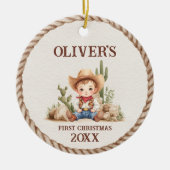 Westerne Baby Boy Eerste Kerstfoto Ornament (Voorkant)