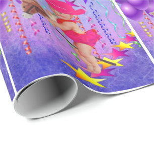 Westerne Baby Cowgirl op stick paard cadeauverpakk Cadeaupapier