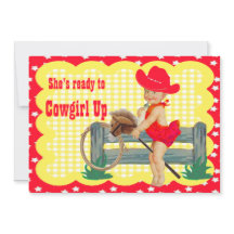 Westerne Baby Cowgirl op stok Paard Party Invite