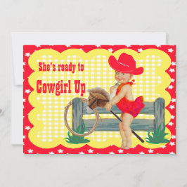Westerne Baby Cowgirl op stok Paard Party Invite Kaart