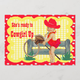 Westerne Baby Cowgirl op stok Paard Party Invite Kaart