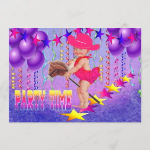 Westerne Baby Cowgirl op stok Paard Party Invite Kaart