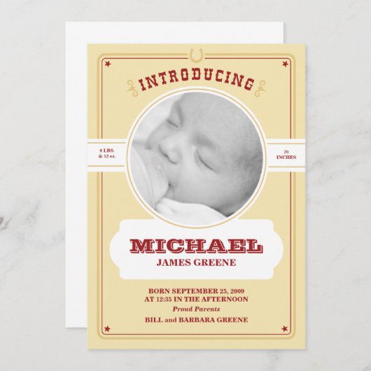 Westerne Baby Fotoaankondiging Aankondiging (Voorkant / Achterkant)