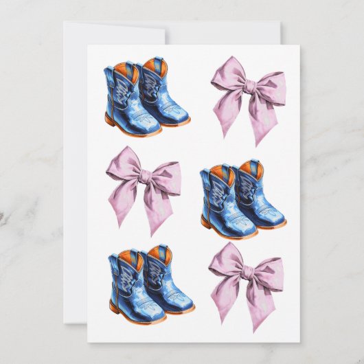 Westerne Baby Jean Boots of Bows Genderonthulling Kaart (Achterkant)