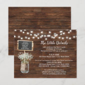 Westerne Baby's Breath Jar bruiloft insert kaart (Voorkant / Achterkant)