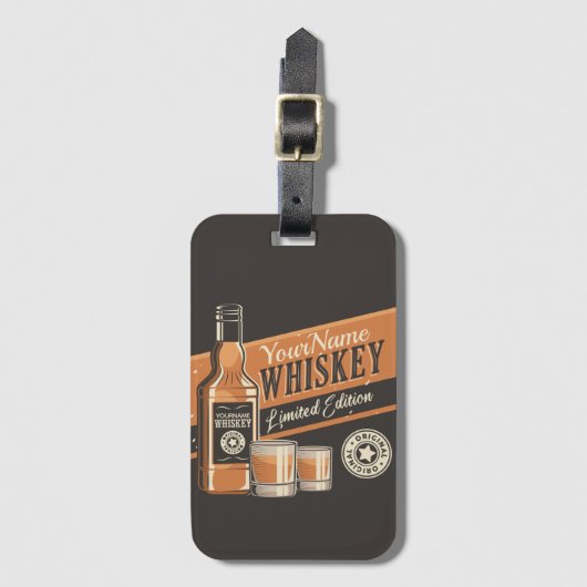 Westerne balk voor persoonlijke whiskey-vloeistoff bagagelabel (Voorkant (verticaal))