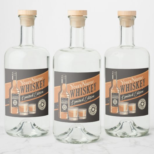 Westerne balk voor persoonlijke whiskey-vloeistoff likeurfles etiket (Flessen)