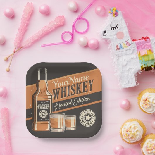 Westerne balk voor persoonlijke whiskey-vloeistoff papieren bordje (Feest)