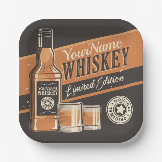 Westerne balk voor persoonlijke whiskey-vloeistoff papieren bordje (Voorkant)