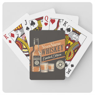 Westerne balk voor persoonlijke whiskey-vloeistoff pokerkaarten