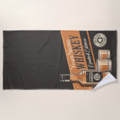 Westerne balk voor persoonlijke whiskey-vloeistoff strandlaken (Voorkant)