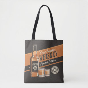 Westerne balk voor persoonlijke whiskey-vloeistoff tote bag