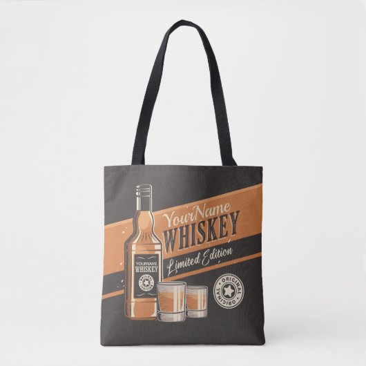 Westerne balk voor persoonlijke whiskey-vloeistoff tote bag (Voorkant)