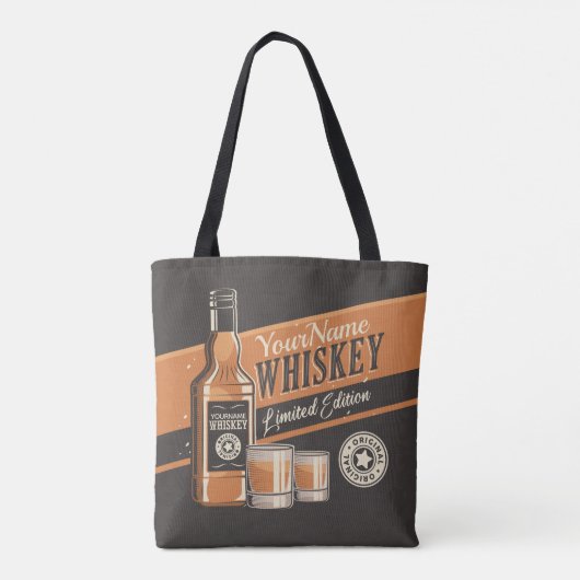Westerne balk voor persoonlijke whiskey-vloeistoff tote bag (Achterkant)