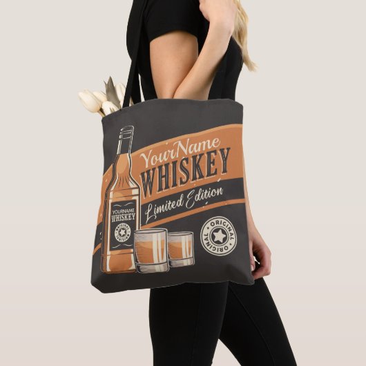 Westerne balk voor persoonlijke whiskey-vloeistoff tote bag (Dichtbij)