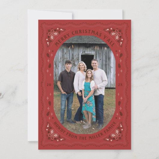 Westerne Bandana Border Kerstkaart (Voorkant)