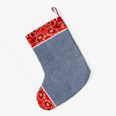 Westerne Bandana en Blue Jean Faux Print Kleine Kerstsok (Achterkant (Hangend))