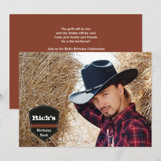 Westerne banner fotouitnodiging kaart (Voorkant / Achterkant)