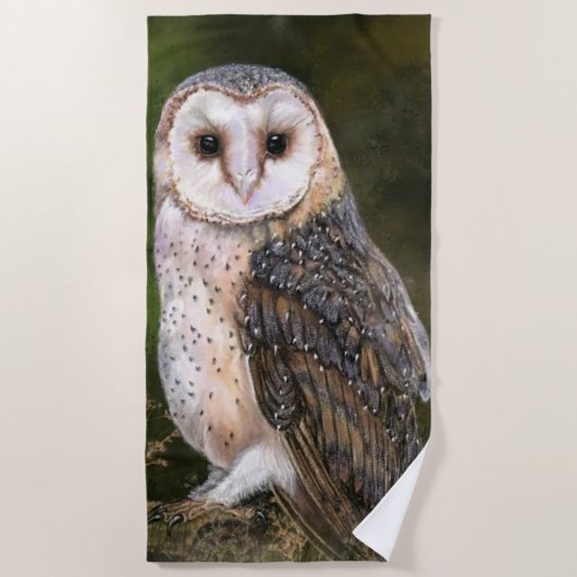 Westerne Barn Owl Beach Towel - Schilderen Strandlaken (Voorkant)