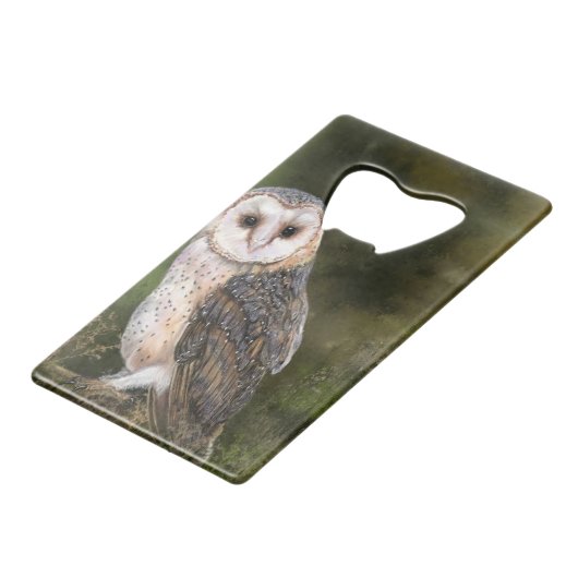 Westerne Barn Owl Bottle Open Creditkaart Flessenopener (Voorkant Gekanteld)