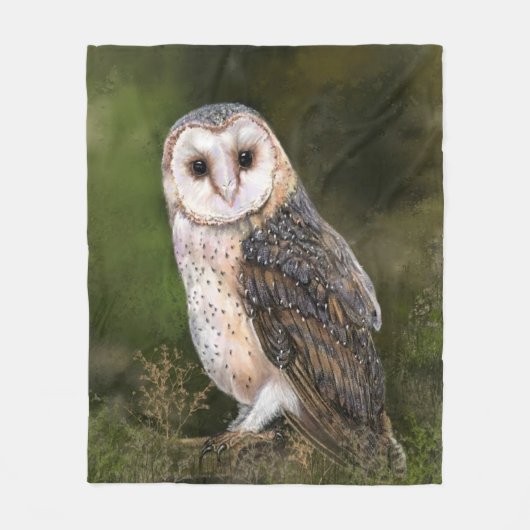 Westerne Barn Owl Fleece Blanket Deken (Voorkant)