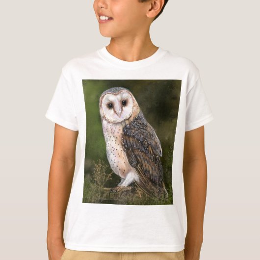 Westerne Barn Owl - Gigned Waterverf Painting T-shirt (Voorkant)