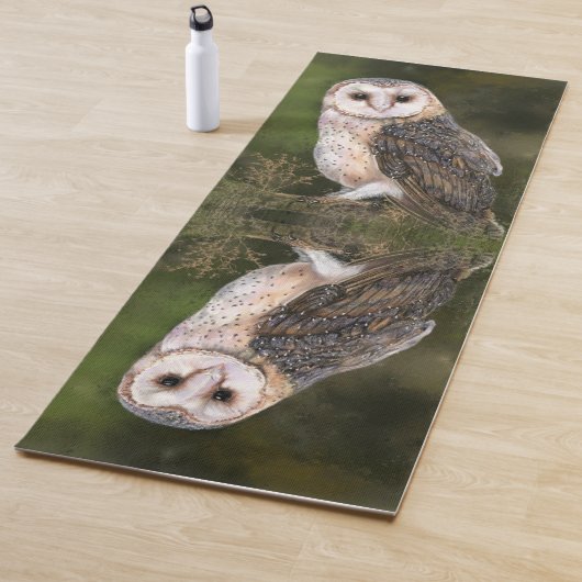 Westerne Barn Owl - Gigned Waterverf Painting  Yogamat (In situ)
