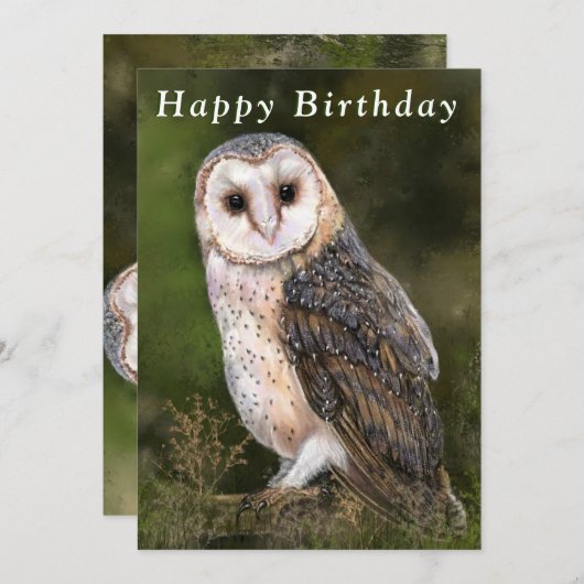 Westerne Barn Owl - Happy Birthday (Voorkant / Achterkant)