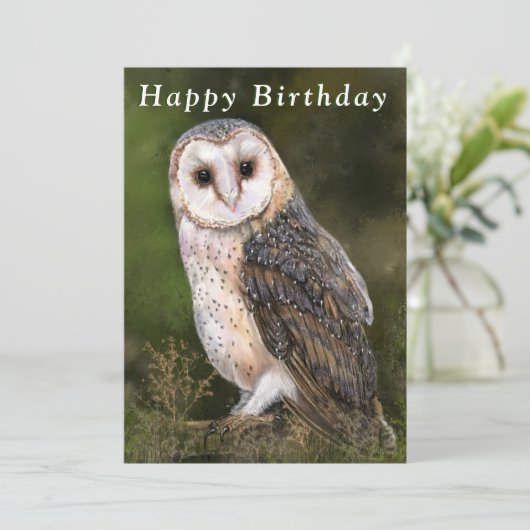 Westerne Barn Owl Happy Birthday-kaart Kaart (Staand voorkant)