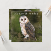 Westerne Barn Owl Happy Birthday-kaart Kaart (Voorkant / Achterkant in situ)