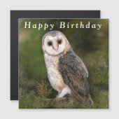 Westerne Barn Owl Happy Birthday Magnetic Card (Voorkant / Achterkant)