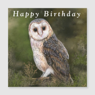 Westerne Barn Owl Happy Birthday Magnetic Card