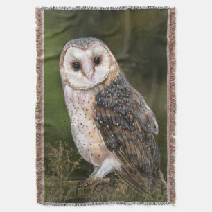 Westerne Barn Owl - Migned Waterverf Painting Art  Deken