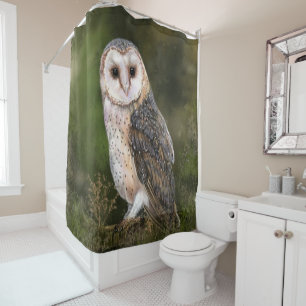 Westerne Barn Owl - Migned Waterverf Painting Art Douchegordijn