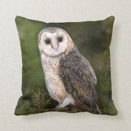 Westerne Barn Owl - Migned Waterverf Painting Art Kussen