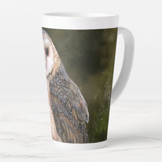 Westerne Barn Owl - Migned Waterverf Painting Art  Latte Mok (Rechterhoek)