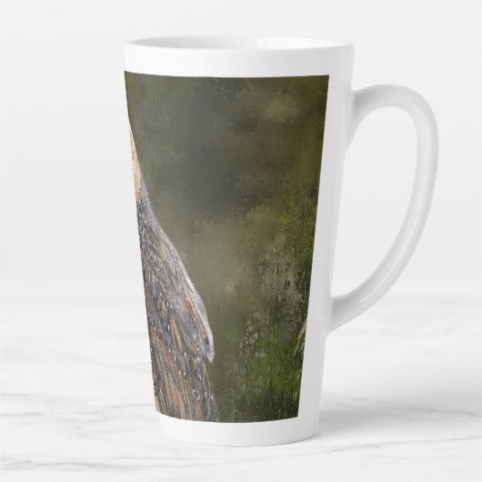 Westerne Barn Owl - Migned Waterverf Painting Art Latte Mok (Rechts)